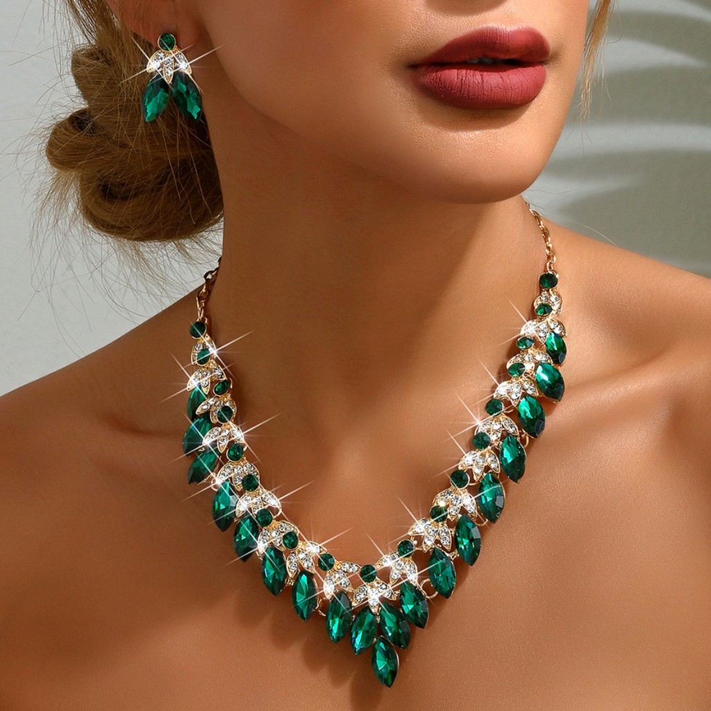 สุภาพสตรีสร้อยคอต่างหูชุดโลหะสร้อยคอต่างหูชุดเครื่องประดับทุกวันงานแต่งงานเครื่องประดับ - รูปที่ 4