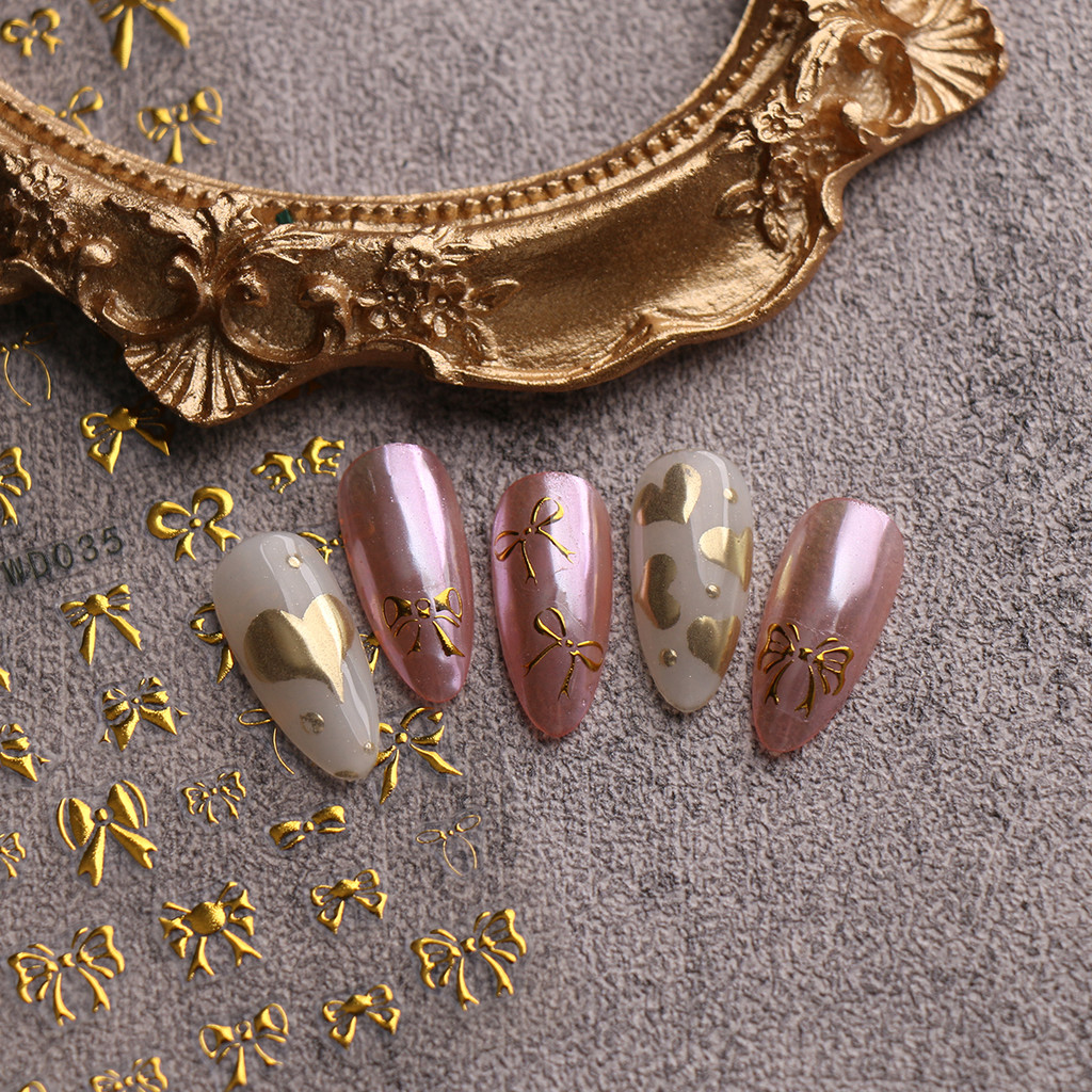 HAMA เล็บเล็บสติกเกอร์ขายส่ง Metallic Bow Simple French เล็บตกแต่งเล็บสติกเกอร์ Decals เจ้าสาวงานแต่งงานเล็บ ราคา ถูกที่สุด ดีลบีเคเค แกลเลอรีภาพที่ 5