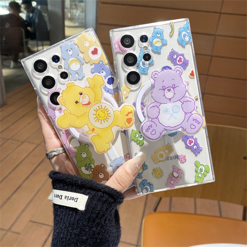 Samsung Galaxy S25 Ultra S24 Ultra การ์ตูนน่ารักหมีสายรุ้งเคสโทรศัพท์ S23 S22 Ultra S21fe S23 Plus NOTE20 Ultra Magnetic รวมทุกอย่างเคสนุ่ม