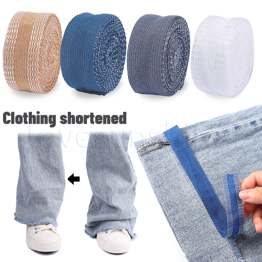เทปกาวในตัว สําหรับขอบขากางเกง / เครื่องมือเย็บผ้า เทปแปะชายเสื้อ / สติกเกอร์ซ่อมกางเกง / รีดบนกางเกง เครื่องมือสั้น / ผ้าเย็บผ้า DIY /