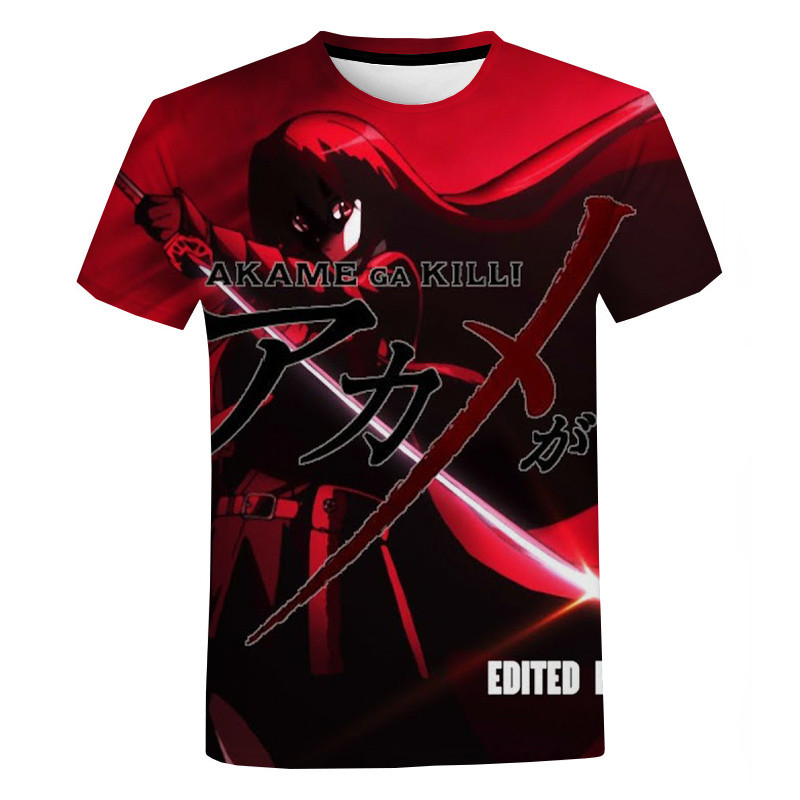 3D พิมพ์อะนิเมะ Akame Ga Kill เสื้อยืดผู้ชายผู้หญิงขนาดใหญ่แฟชั่น O-คอสั้นแขนสั้นเสื้อ T แฟชั่น Hara