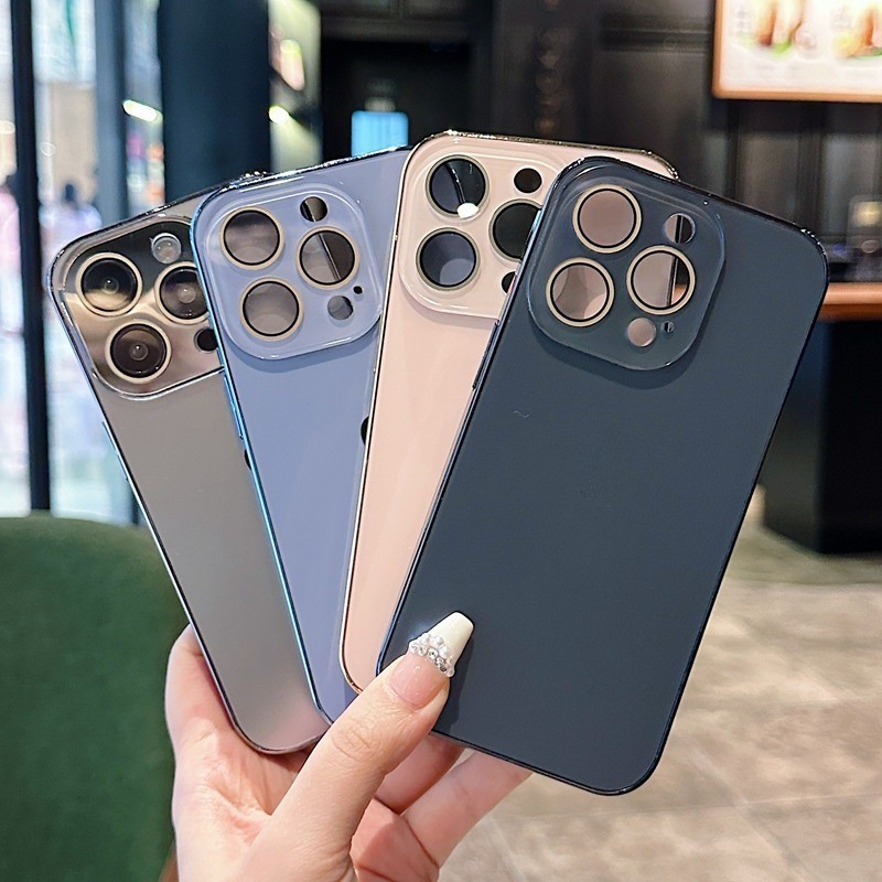 เคสโทรศัพท์มือถือ PC แข็ง ผิวด้าน กันกระแทก ป้องกันเลนส์กล้อง หรูหรา สําหรับ iPhone 15 Pro Max 14 13 12 11 Pro Max