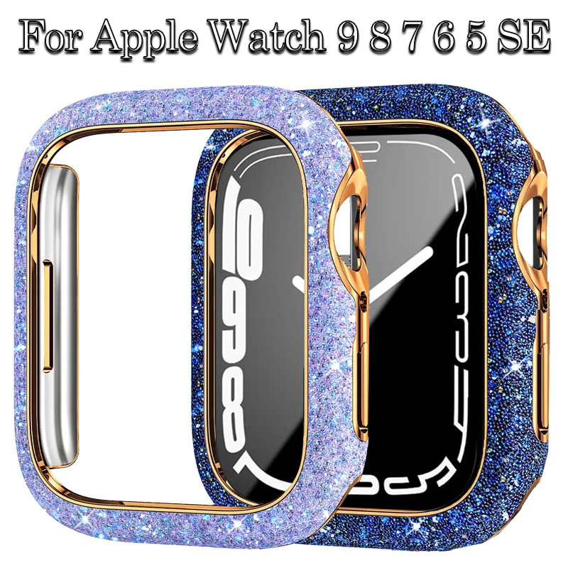 เคสกันชนหน้าจอ ประดับเพชร สําหรับ Apple Watch 45 มม. 41 มม. 44 มม. 40 มม. i Watch Series 9 8 7 4 5 6 Se