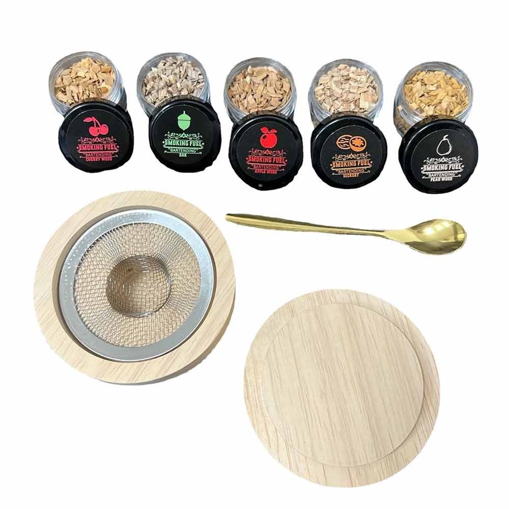 Cocktail Smoker Kit- Wooden Drink Smoking Infuser Wood Chips Whisky Bourbon Wine