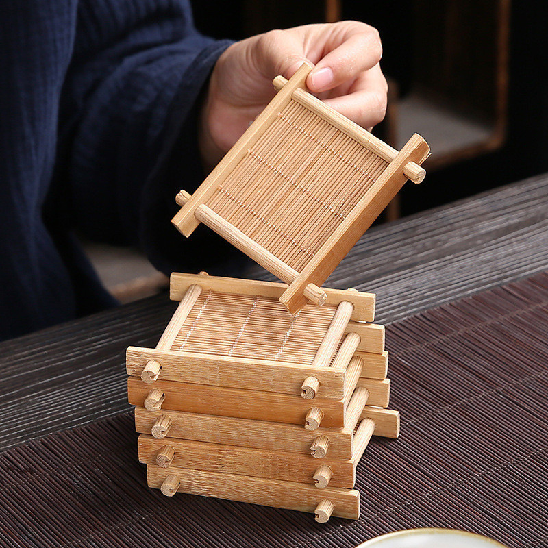 ไม้ไผ่ Coaster ถ้วยชาผู้ถือพิธีชงชาชา Art อุปกรณ์เสริมเมลามีน Tic Tac Toe Pad ฉนวนกันความร้อน Pad เครื่องประดับขนาดเล็กงานแต่งงาน Pastry Pad