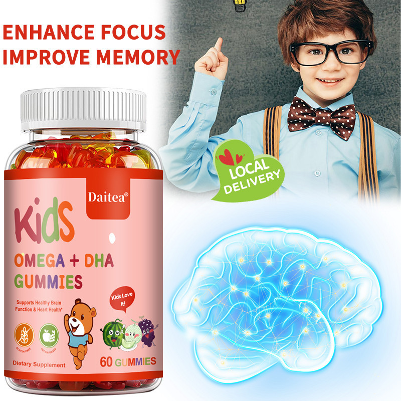 Daitea Kids กัมมี่ DHA ครบถ้วน | มีโอเมก้า + DHA เพื่อส่งเสริมการทำงานของสมอง การมองเห็น และสุขภาพหัวใจ