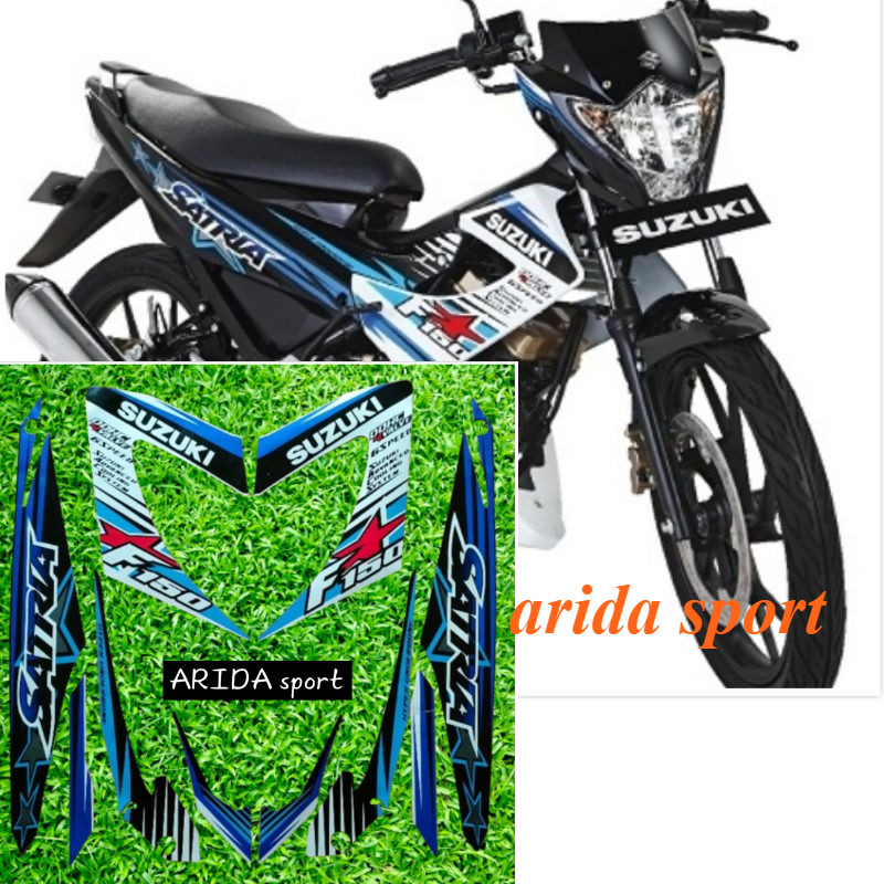 สติ๊กเกอร์ Striping Suzuki Satria F150 fu f 150 fu สีขาวสีดําสีน้ําเงิน 2014 motif ดั้งเดิม