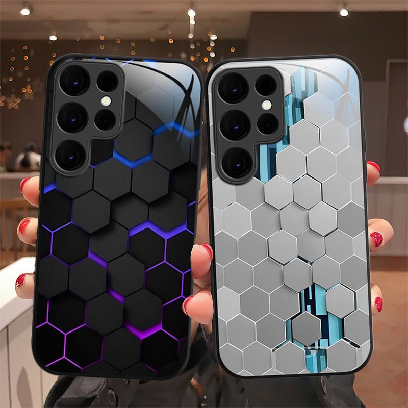 เคส Samsung S24 S23 S22 Ultra เคสโทรศัพท์ กันกระแทก ป้องกันกล้อง แฟชั่น สามมิติ สี่เหลี่ยม พร้อมฝาครอบเลนส์กล้อง เคสโทรศัพท์ สําหรับผู้ชาย นักเรียน