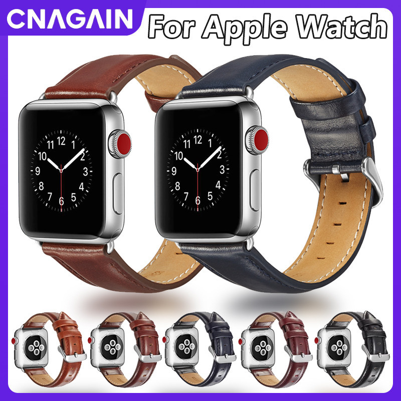 Cnagain สายนาฬิกาข้อมือหนังแท้ แบบนิ่ม ปรับได้ สําหรับ iWatch 49 มม. 45 มม. 41 มม. 44 มม. 40 มม. 42 มม. 38 มม. Apple Smart Watch Ultra SE 2 Series 9 8 7 6 5 4 3 2 1