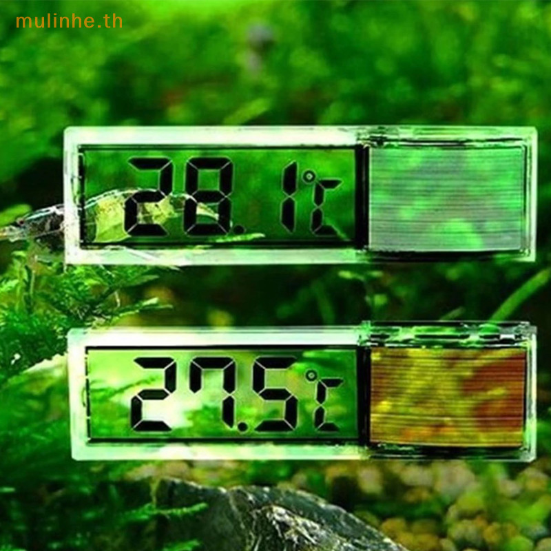 Mulinhe เครื่องวัดอุณหภูมิน้ําดิจิทัล LCD 3D กันน้ํา สําหรับตกแต่งตู้ปลา เต่า