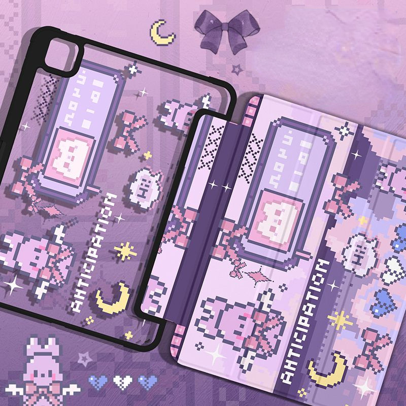 เคสอะคริลิคแข็ง พร้อมช่องใส่ดินสอ ลายการ์ตูน กันงอ สําหรับ iPad gen9 8 7 10.2 Air1 2 gen6 5 9.7