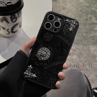 ใหม่Retro 3DโลหะCrossสําหรับ iPhone 17 Pro max 16 15 14 13 12 11 Pro Max 16 Plus 17 Air Embossออกแบบเต็มรูปแบบเลนส์ป้องกัน Hhole Design Anti Falling Cover