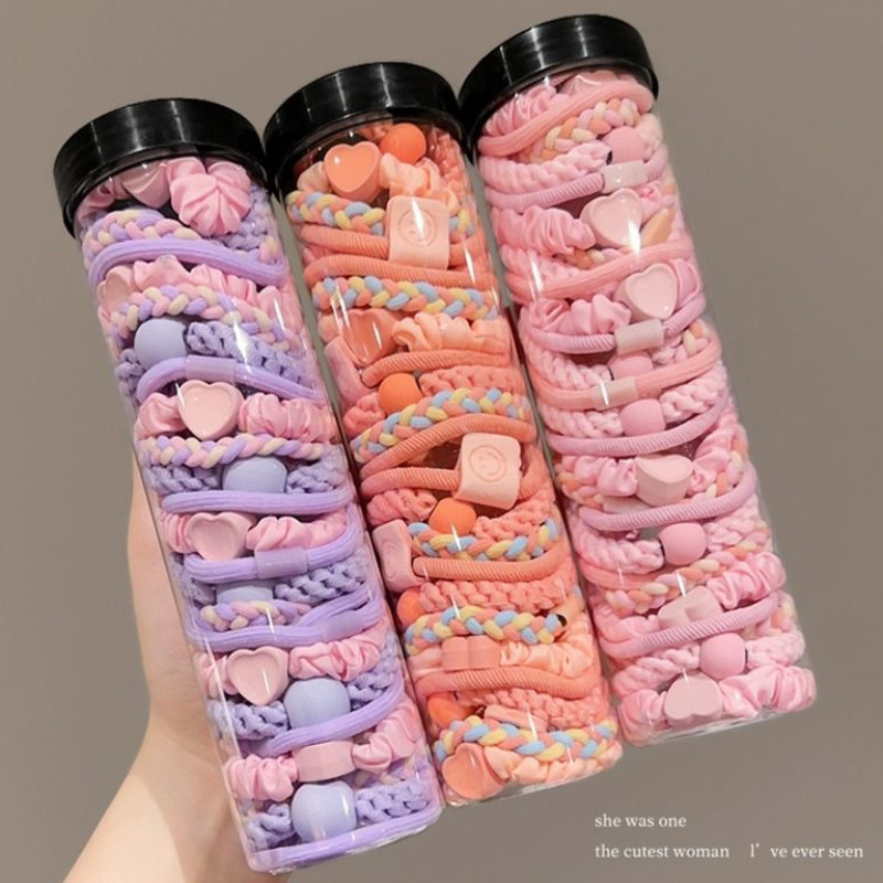 แฟชั่นเกาหลี ใหม่ ห้าชิ้น ชุดเชือกผม สําหรับเด็ก หวาน การ์ตูน ยืดหยุ่นสูง สีผม เชือกผม เครื่องประดับผม
