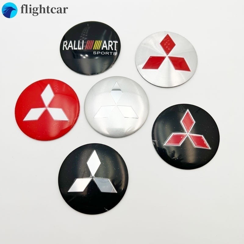 (FT) สติกเกอร์อลูมิเนียม Mitsubishi Rally RALLIART SPORTS 56 มม. สําหรับติดตกแต่งล้อรถยนต์ 4 ชิ้น