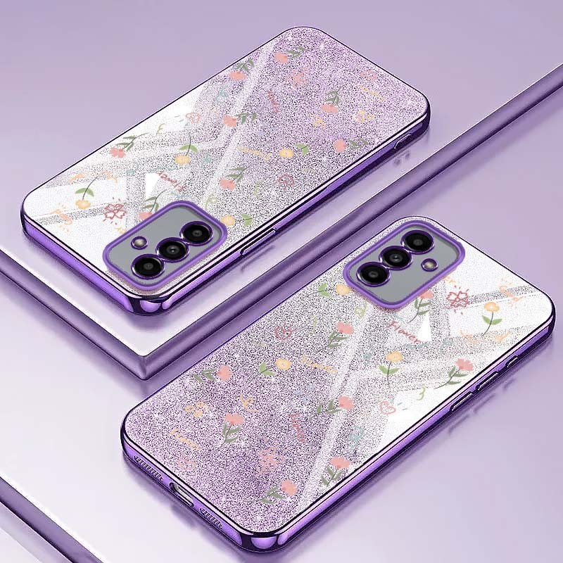 เคสโทรศัพท์มือถือ ซิลิโคน กันกระแทก ลายดอกไม้ กลิตเตอร์ แฟชั่น สําหรับ Samsung Galaxy A55 A35 A25 A15 A13 A33 A14 A34 A54 5G A13 A14 A15 A24 A04S 4G