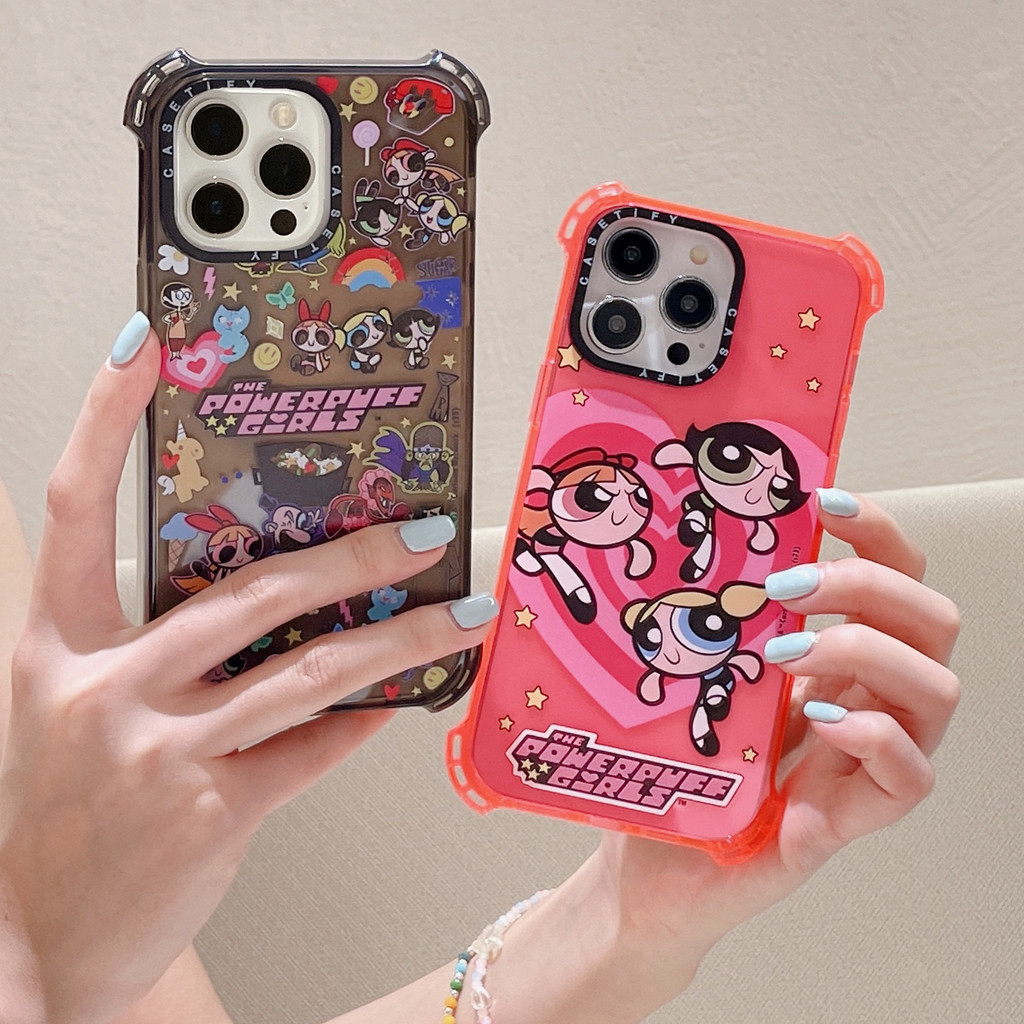 The Powerpuff Girls Bounce Casetify เคสโทรศัพท์สําหรับ iPhone 15 14 13 12 11 Pro Max , Clear Soft หนา TPU
