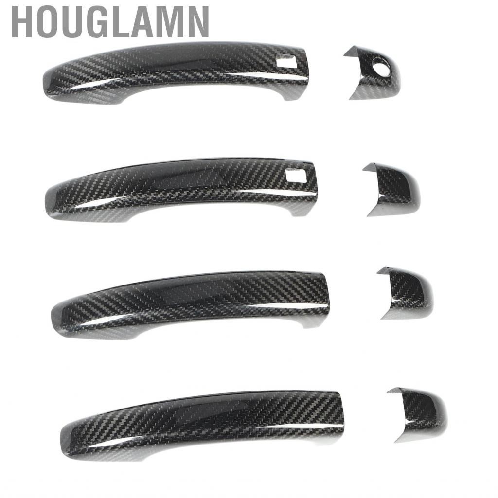Houglamn ฝาครอบมือจับประตูด้านนอกตัวป้องกันรถคาร์บอนไฟเบอร์ Tough CLEAR Texture สำหรับ