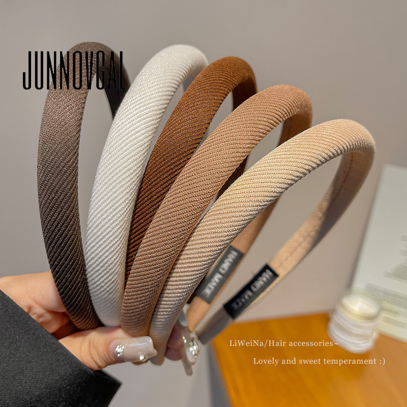 Junnovgal ที่คาดผม สีพื้น เข้ากับทุกการแต่งกาย แฟชั่นฤดูใบไม้ผลิ สําหรับผู้หญิง 2024