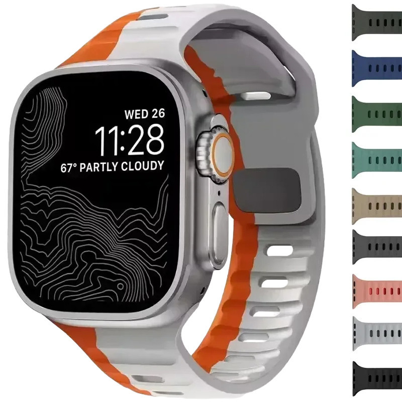 สายรัดซิลิโคนอ่อนนุ่มสําหรับ iwatch Band Series 10 46 มม.49 มม.44 มม.45 มม.42 มม.สายนาฬิกากีฬา iwatch Serise Ultra 10 SE 4 2 5 6 7 8 9 สร้อยข้อมือ