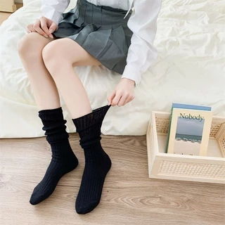 🎀พร้อมส่งในไทย🧦ถุงเท้าผู้หญิง jk ถุงเท้ายาวถึงเข่าลายแนวตั้ง สไตล์วิทยาลัย ถุงเท้าโลลิต้า