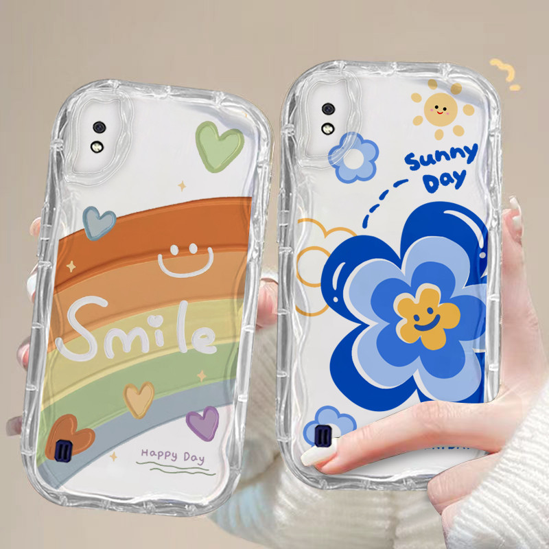 เคส Samsung Galaxy A10 M10 ซัมซุง เคสโทรศัพท์ใส นิ่ม ความรู้สึกสูง แฟชั่น หยัก เคสโทรศัพท์ใส สายรุ้ง ดอกไม้