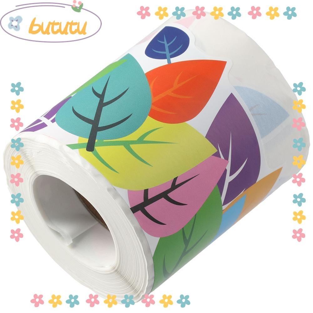 Bututu บอร์ดกระสุน มีกาวในตัว ลายใบไม้ หลากสี ขนาด 3 นิ้ว x 66 ฟุต สําหรับตกแต่งผนัง