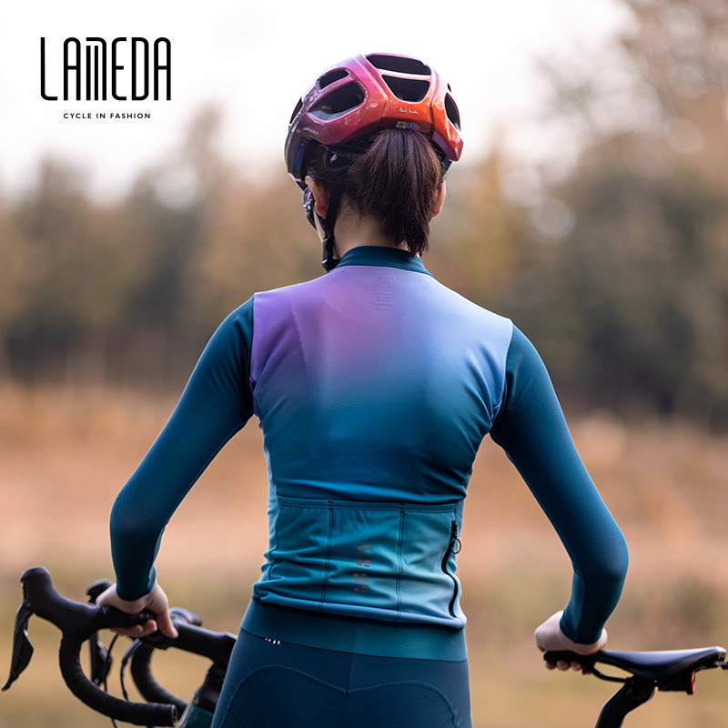 Lameda เสื้อแขนยาว ผ้ากํามะหยี่ และกางเกง สําหรับขี่จักรยานเสือหมอบ ราคา ถูกที่สุด ดีลบีเคเค แกลเลอรีภาพที่ 4