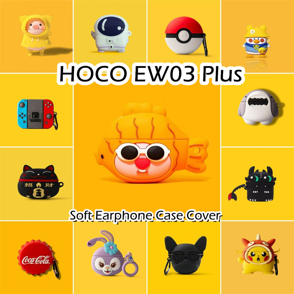 สําหรับ HOCO EW03 Plus Case การ์ตูนสร้างสรรค์จัดแต่งทรงผมซิลิโคนอ่อนนุ่มหูฟังกรณีปลอก NO.2