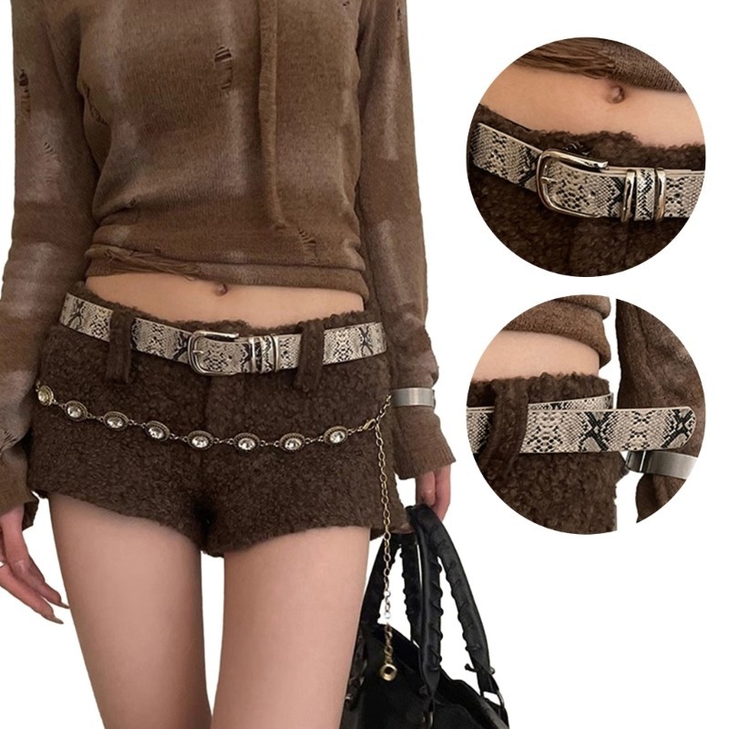 HO PU Belt Skinny Waistband Leopard Snakeskin Print Belt Waistband for Girls