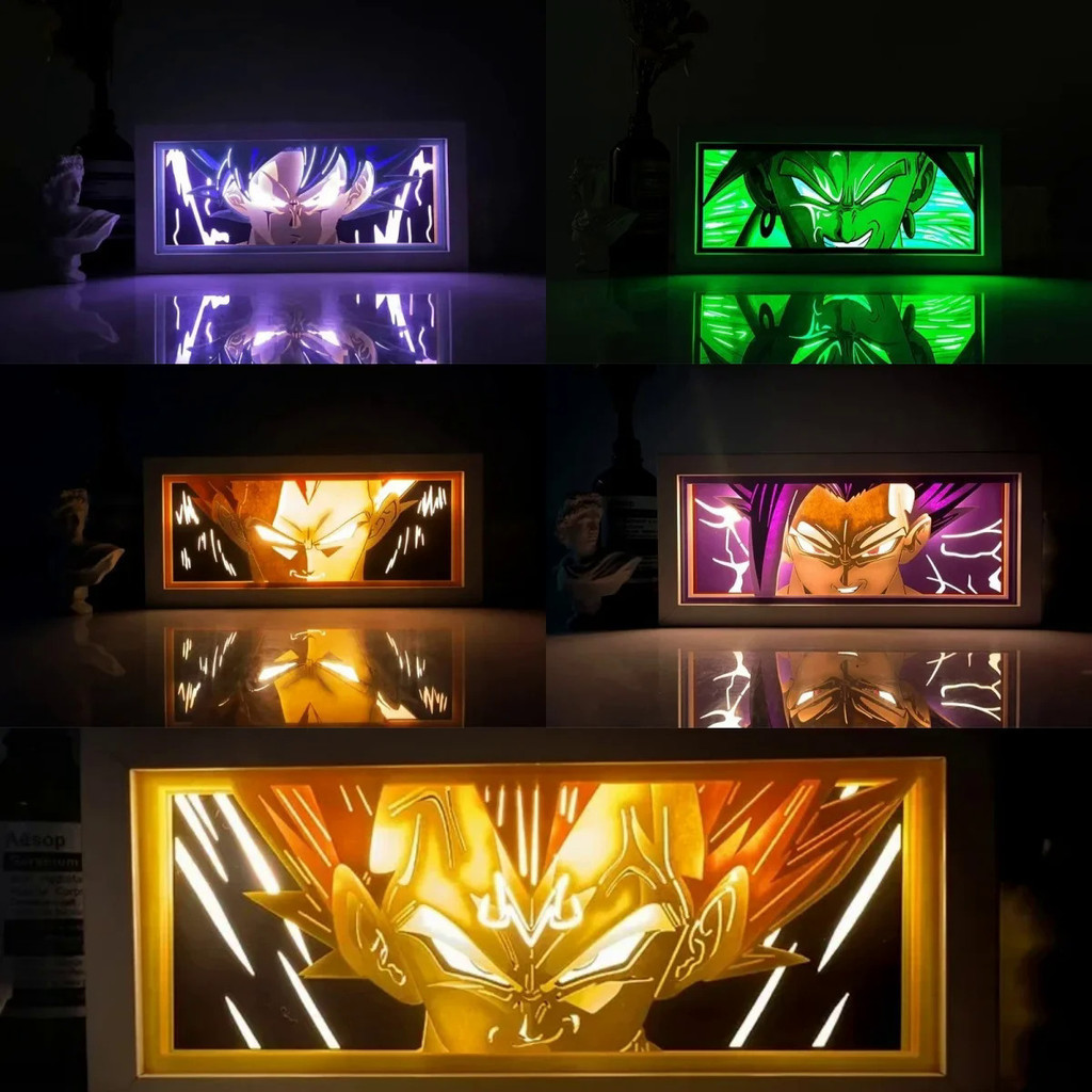 Great Anime Demon Slayer One Piece Naruto Dragon Ball sanrio กล่องไฟ LED การ์ตูน Super Saiyan Action Figure ของเล่นตกแต่งห้องมังงะ 3D โคมไฟตั้งโต๊ะเด็กของขวัญวันเกิด