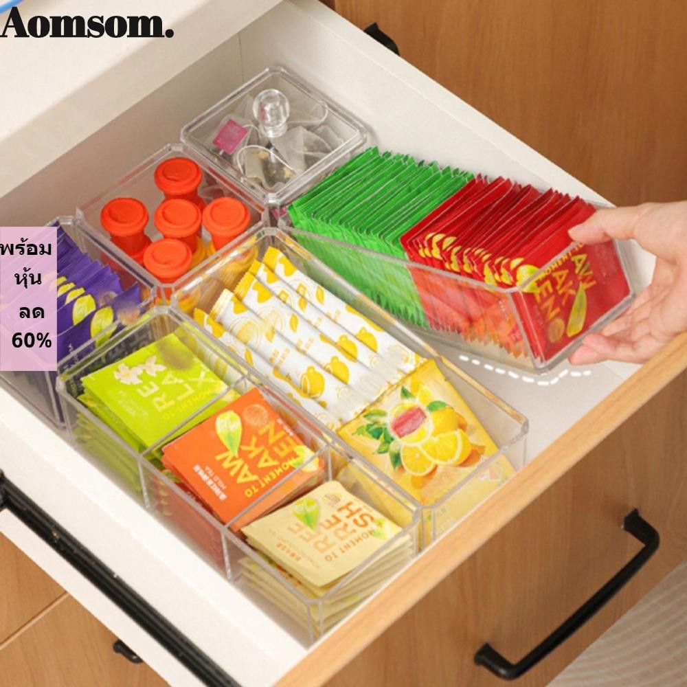 Aomsom กล่องลิ้นชักอะคริลิคใส สําหรับใส่แคปซูลกาแฟ ชา