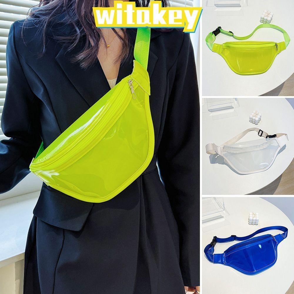 Witakey กระเป๋าคาดเอว ผู้หญิง บัม สีสันสดใส เลเซอร์ใส กระเป๋าสะพายข้าง