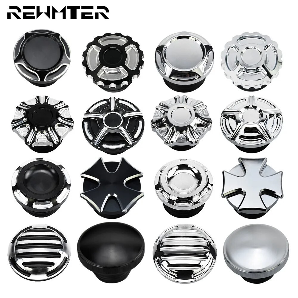 RE Motorcycle CNC Aluminum Fuel Gas Tank Vented Decorative Oil Cap For Harley Touring Road King Softail Dyna Sportster X