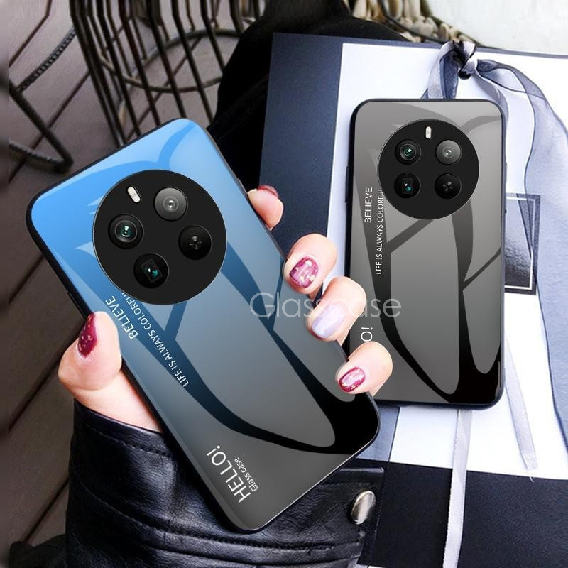 เคสโทรศัพท์มือถือกระจกนิรภัย TPU แบบนิ่ม ไล่โทนสี ขอบกันกระแทก สําหรับ Realme 12 pro plus 12X 12+ 12proplus 12pro+ Realme12+ Realme12pro+ 4G 5G