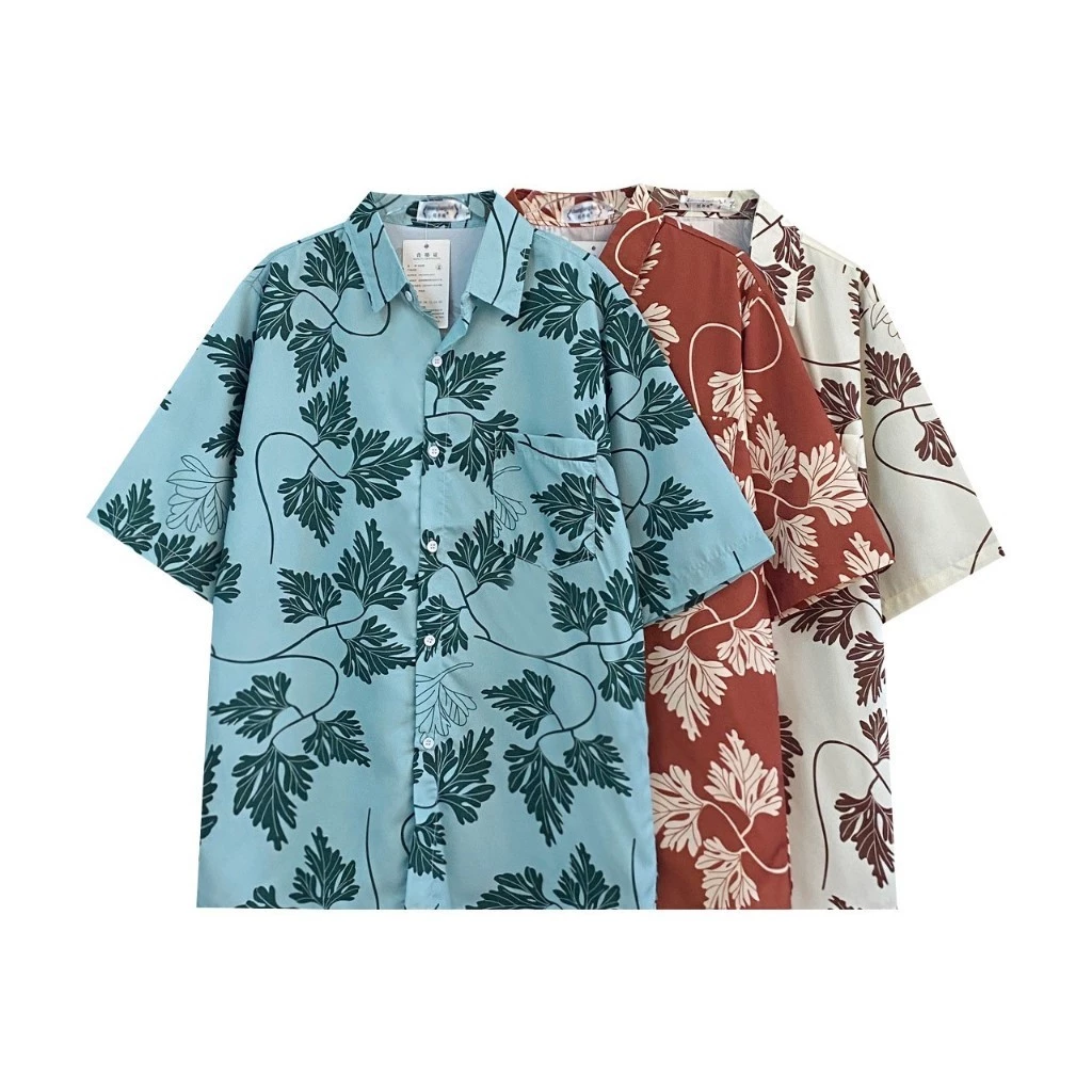 เสื้อเชิ้ตแขนสั้นลายดอกใบไม้แฉก มีกระเป๋าหน้า thumbnail 10