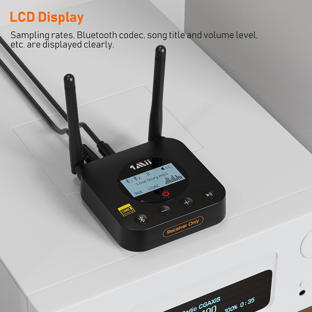 1mii B06Pro+ อะแดปเตอร์รับสัญญาณเสียง HiFi aptX LL HD LDAC บลูทูธ 5.1 พร้อมหน้าจอ LCD สําหรับ Tv PC