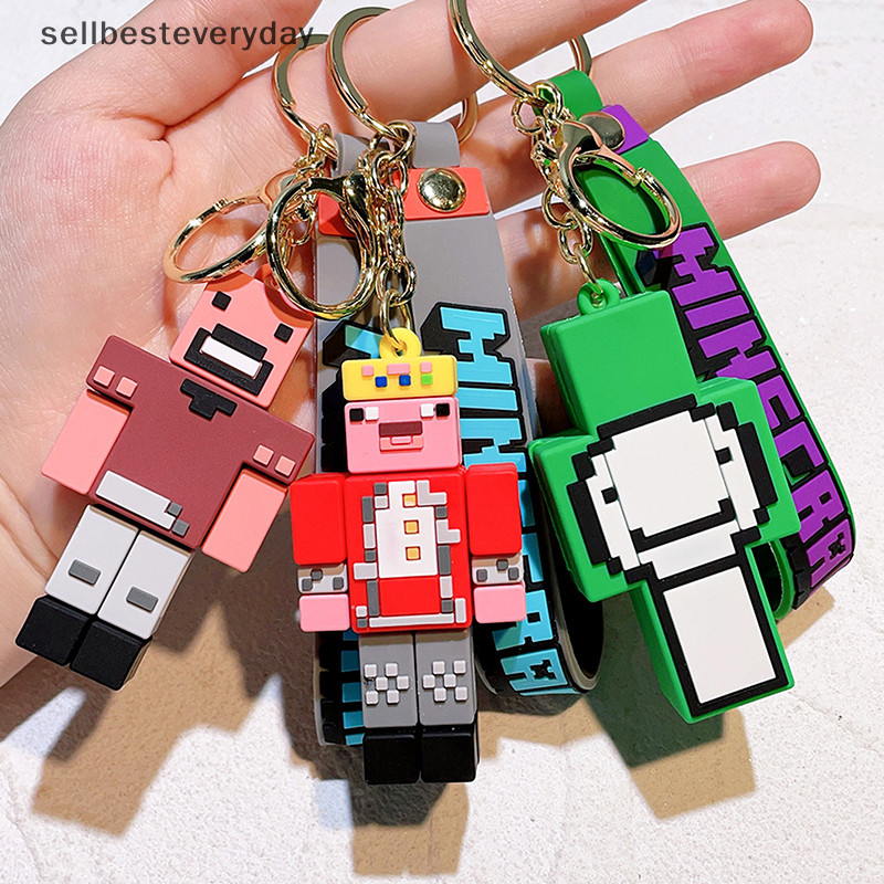 Seth ใหม่ พวงกุญแจ PVC ลาย Minecraft My World 3D สําหรับแขวนกระเป๋า