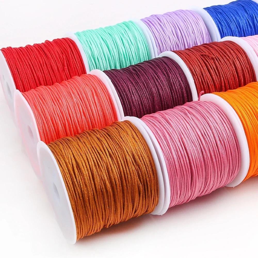 0.8 มม.ผ้าฝ้ายซาตินจีน Knotting พู่ผ้าไหม Macrame Rattail เชือกประดับด้วยลูกปัด Braid DIY ด้าย
