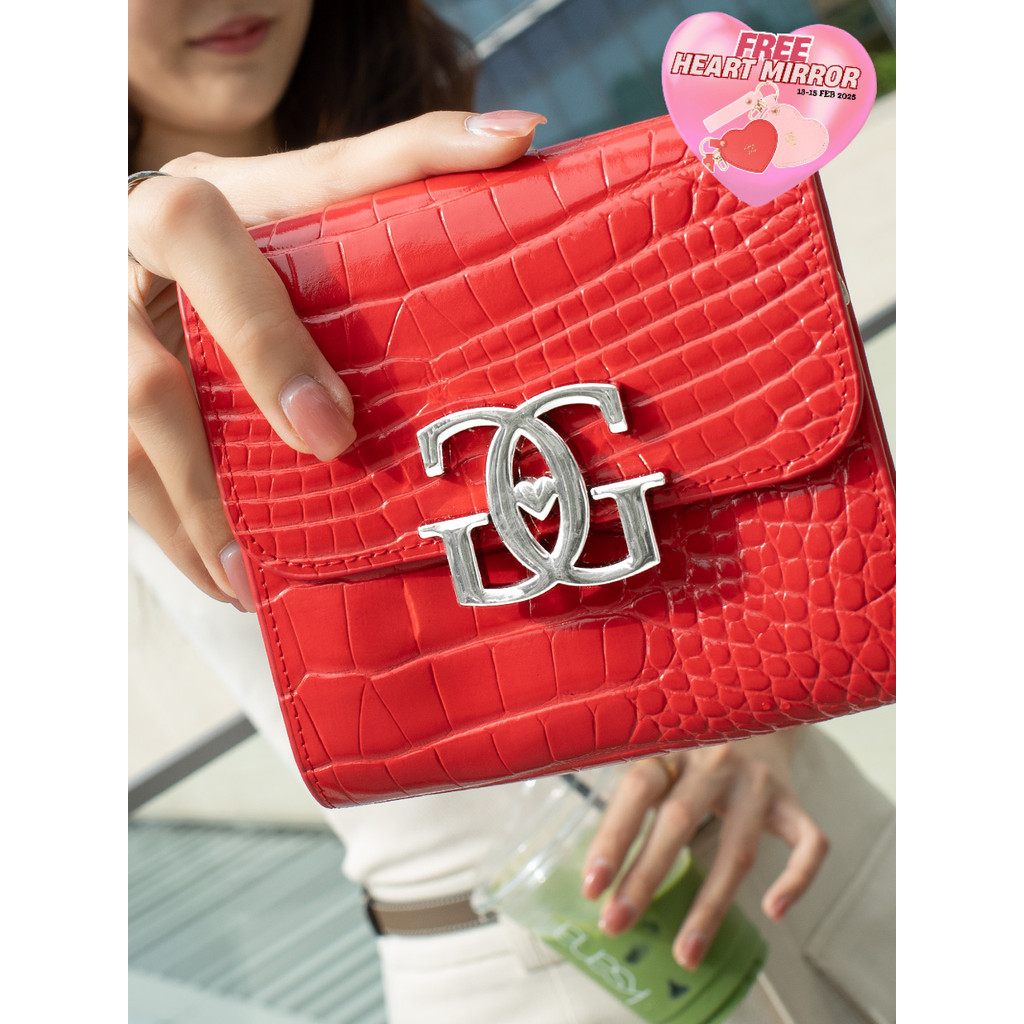 [ LoveGood ] Havana Croc กระเป๋าสตางค์ใบสั้น หนังวัวแท้ ปั๊มลายจระเข้ ไซส์ 5" มาพร้อมสายสะพายยาว