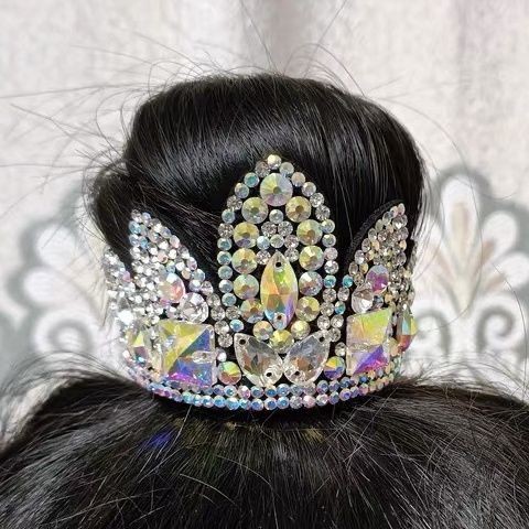 เวอร์ชั่นเกาหลี พลอยเทียม มงกุฎบอลผมวงเจ้าหญิงสาวอุปกรณ์ผมขดผมศิลปะยิมนาสติกเชียร์ลีดเดอร์เต้นรําทดสอบเกรด2.15