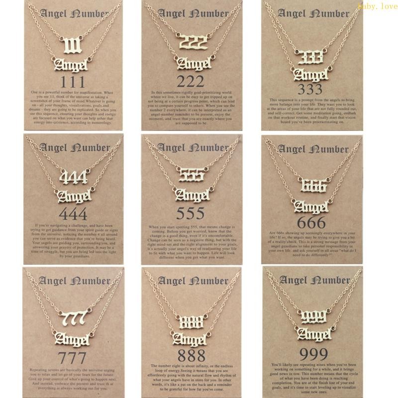 2Pcs Angel Number Necklace 111 222 333 444 555 666 777 Numerology Necklace