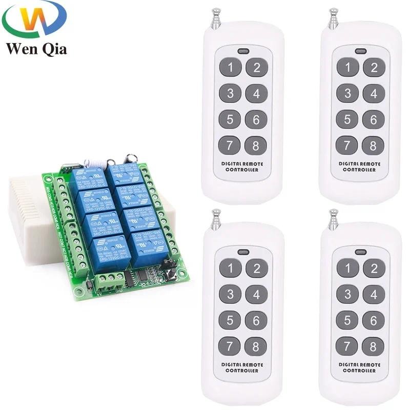 433mhz ไร้สาย RF Universal DC 12V 8CH ตัวรับสัญญาณรีโมทคอนโทรลสวิทช์ระยะไกลเครื่องส่งสัญญาณห้องนอนโคมไฟมอเตอร์ Led
