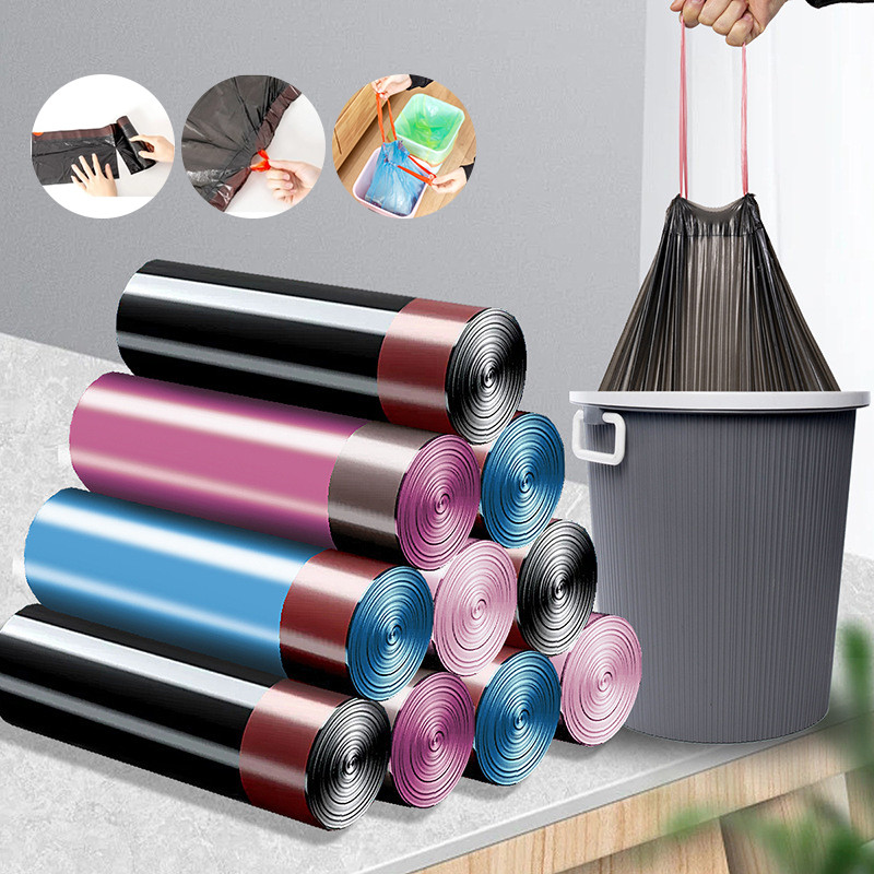 ถุงขยะพกพา แบบม้วน ถุงพลาสติก จำนวน1ม้วน Drawstring garbage bag นาด 45*50 CM