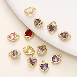 St. kunkka 4-6 ชิ้นจี้เพทายหัวใจ 18K สีการเก็บรักษา Love จี้เพชรสําหรับ DIY สร้อยข้อมือสร้อยคอทํา