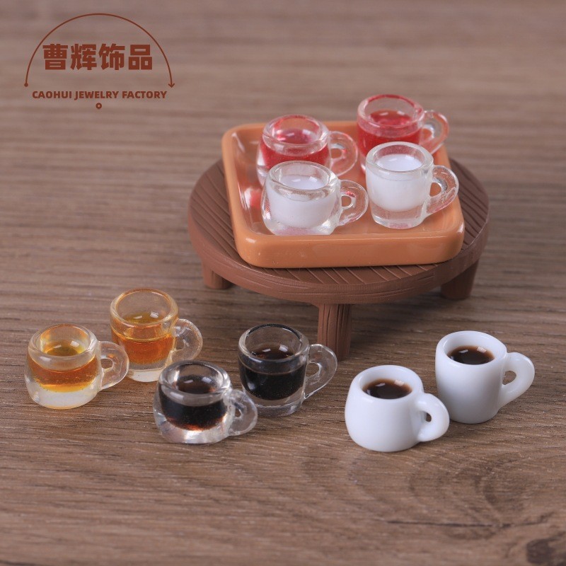 ถ้วยกาแฟจําลองถ้วยนมอาหารขนาดเล็กของเล่นตู้เย็นสติกเกอร์เครื่องประดับเรซิ่นอุปกรณ์เครื่องประดับ ทําเอง พวงกุญแจจี้