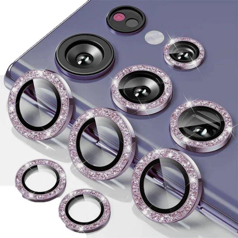 SAMSUNG Samsungs24 S24Plus S24Ultra GalaxyS24 S24P S24+ S24U โลหะGlitterเพชรเลนส์กล้องฟิล์มกระจกนิรภ