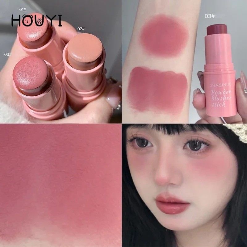 บลัชออนปัดแก้ม คอนทัวร์หน้า เนื้อนุ่ม สีชมพูกุหลาบ 3 สี สําหรับแต่งหน้า