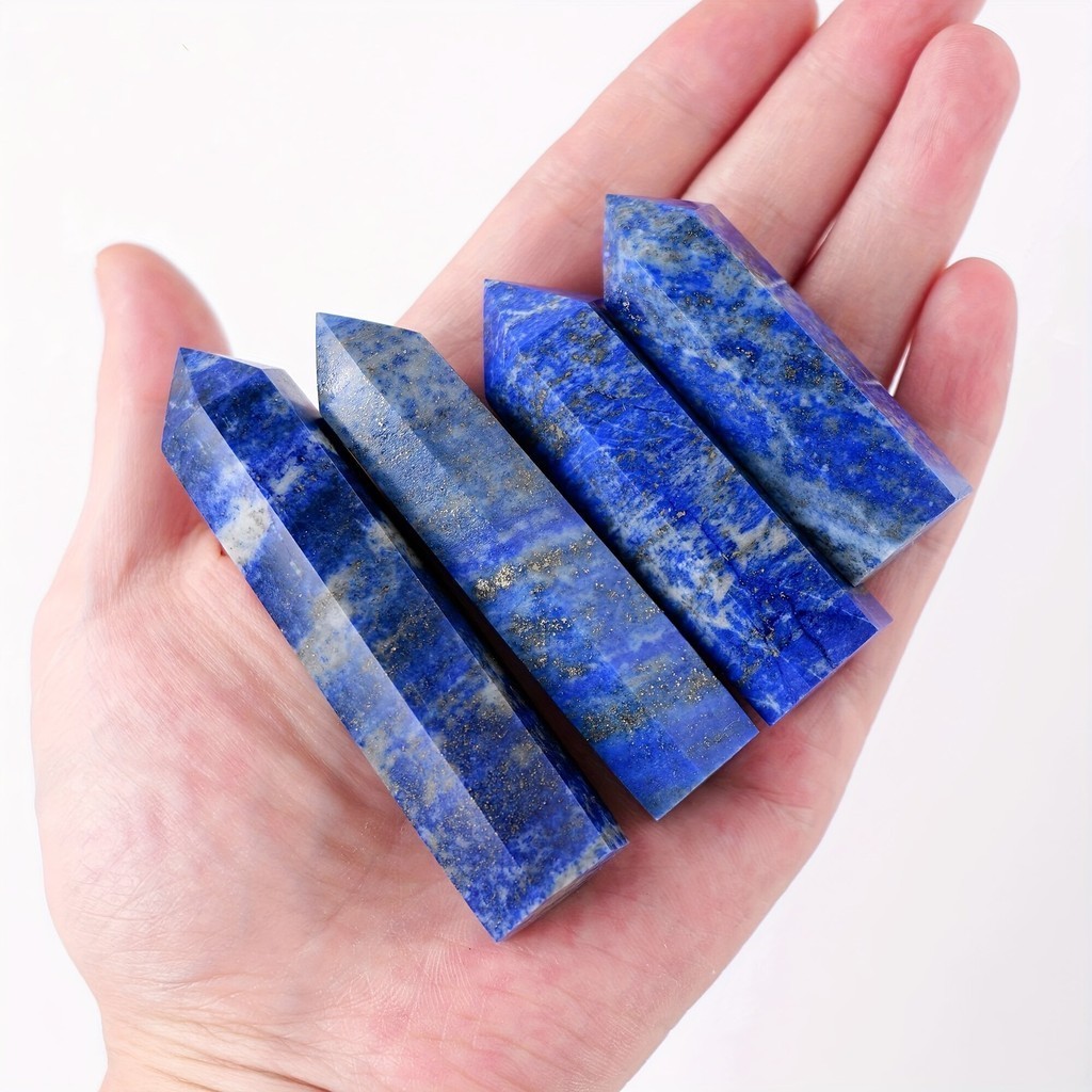 1pc แท่งเสาหิน ลาพิสลาซูรี่   Natural Lapis Lazuli Tower Point, Lapis Lazuli Obelisk, Quartz Crystal Obelisk, Crystal