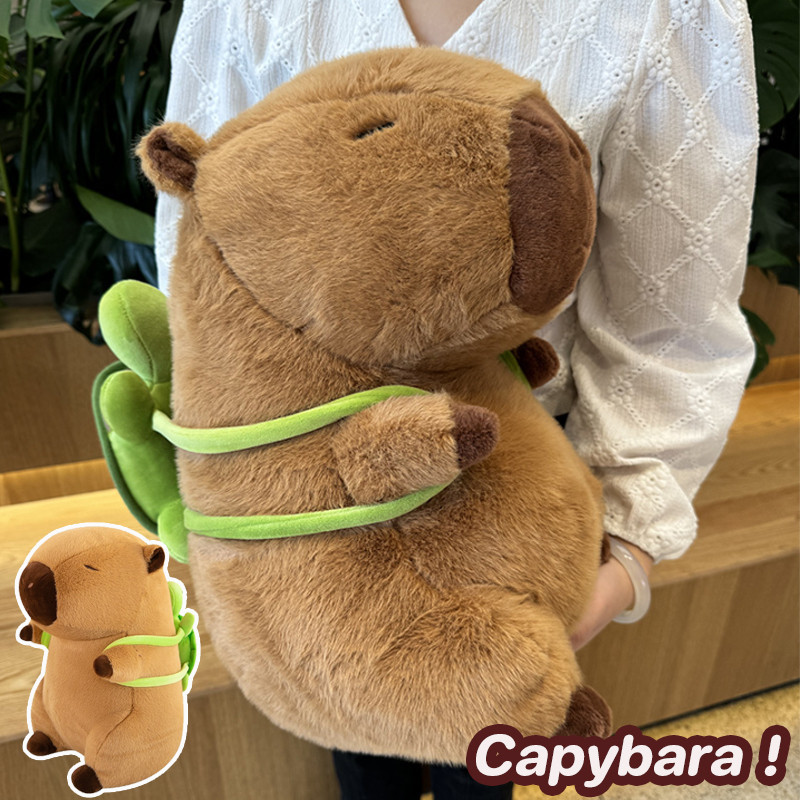 capybara ตุ๊กตาสัตว์ หมอนตุ๊กตาเต่าคาปิบาราน่ารัก พร้อมกระเป๋าเป้สะพายหลัง ของเล่นเด็ก