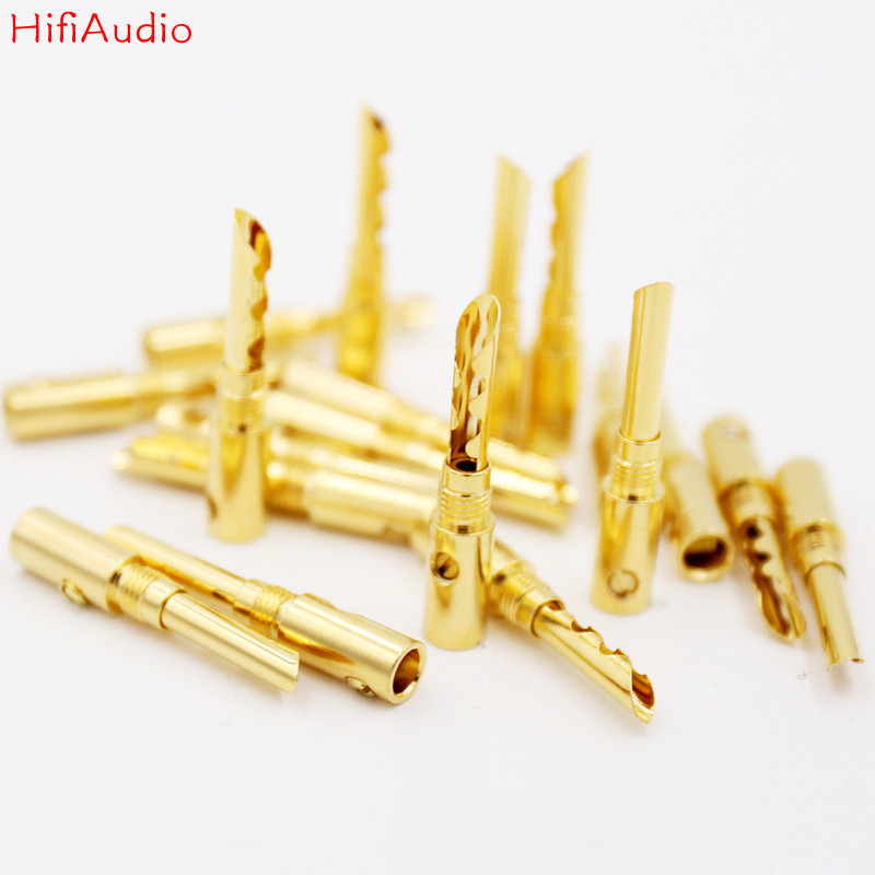 ปลั๊กกล้วยเชื่อมต่อลําโพง ตัวผู้ ทองแดง ชุบทอง 24K BFA 4 มม. 12 ชิ้น
